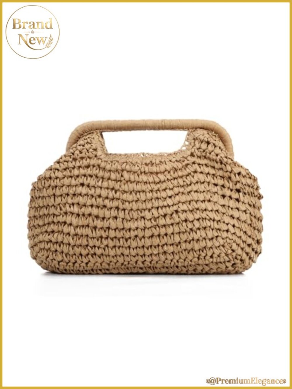 Woven Straw Dumpling Clutch Bag, Detachable Chain, Summer Beach Vacation Handbag